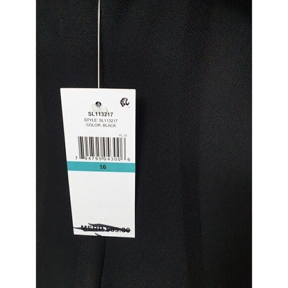 Women's Black Layered Chiffon Dress Jewel Detail Ruffle Stretch Size 16 NWT - Picture 8 of 9